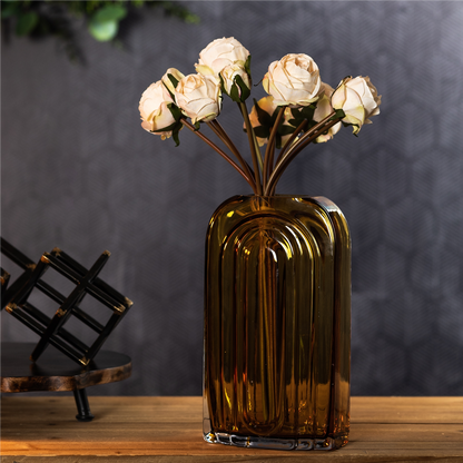 Sage Glass Vase with Wood Accent 11"H