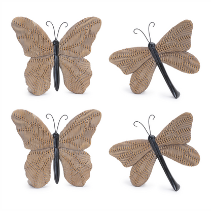 Wicker Design Butterfly and Dragonfly Shelf Sitter (Set of 4)