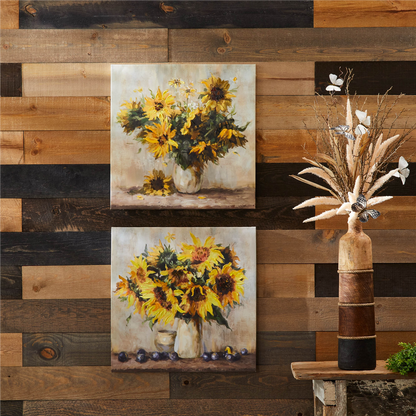 Sunflower Vase Canvas Wall Art 32"L (Set of 2)