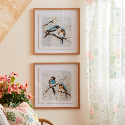 Framed Bird Couple Wall Print (Set of 2)