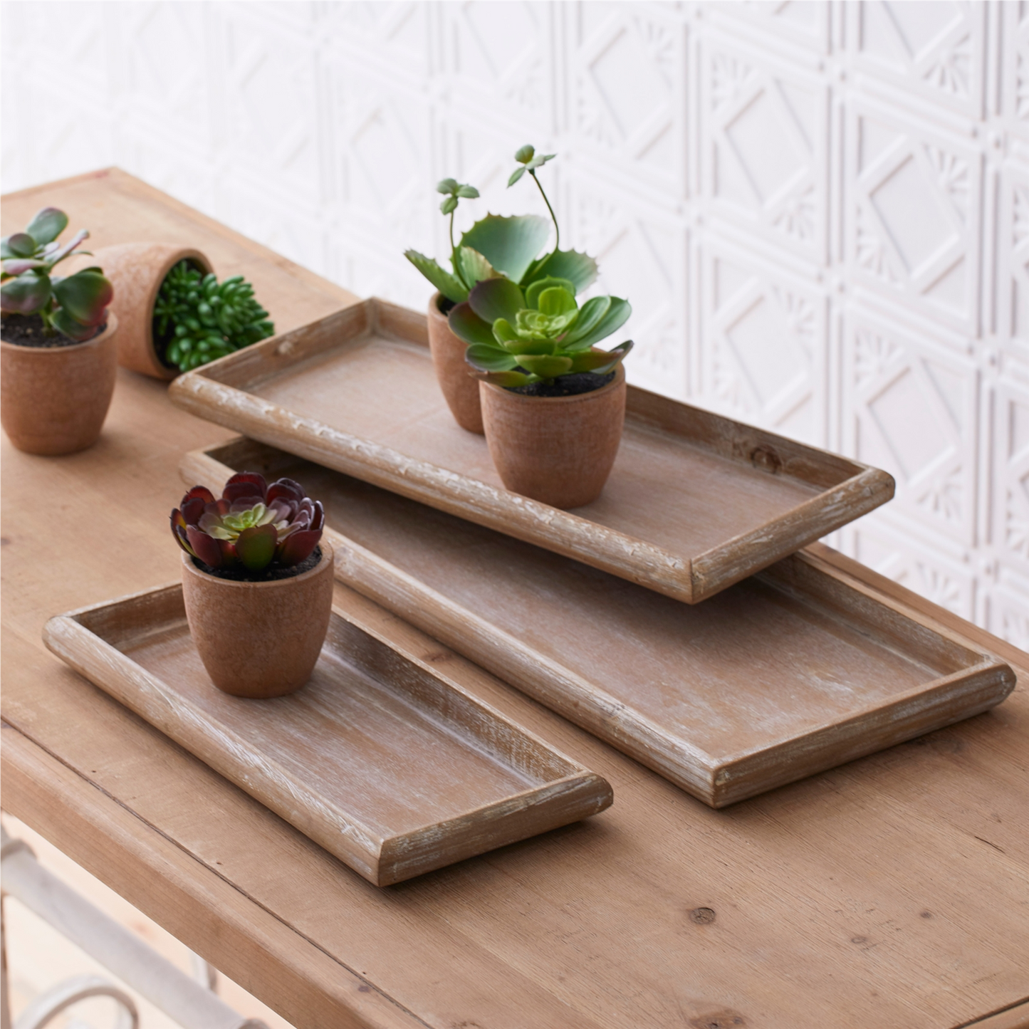 Natural Wooden Nesting Tray (Set of 6)