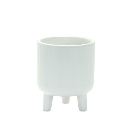 Ribbed Stone Footed Planter (Set of 2)