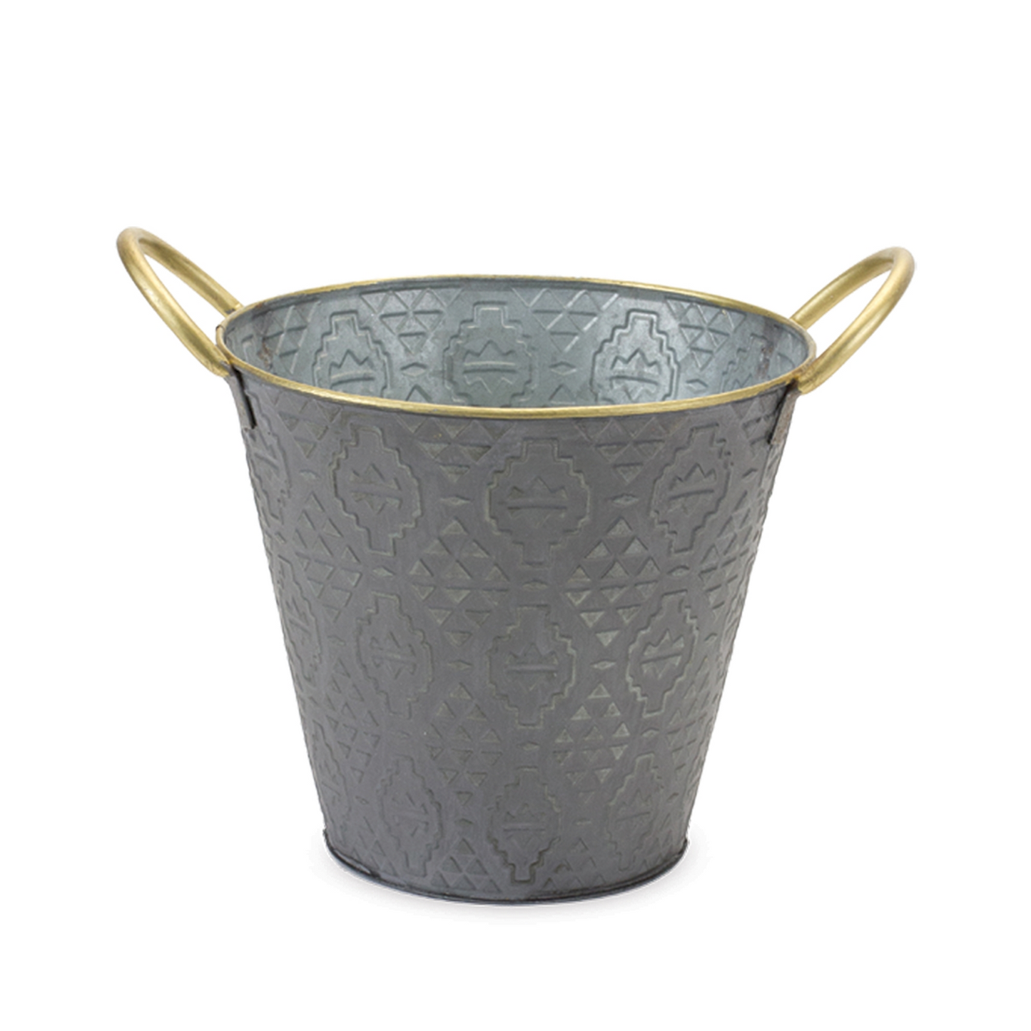 Metal Aztec Pail Planter (Set of 3)
