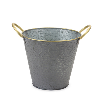 Metal Aztec Pail Planter (Set of 3)