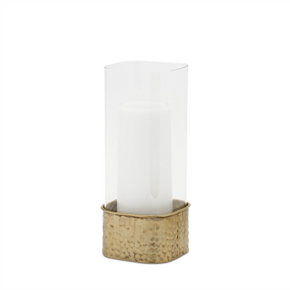 Candle Holder (Set of 2) 4.5"L x 10"H, 5.25"L x 12"H Iron/Glass