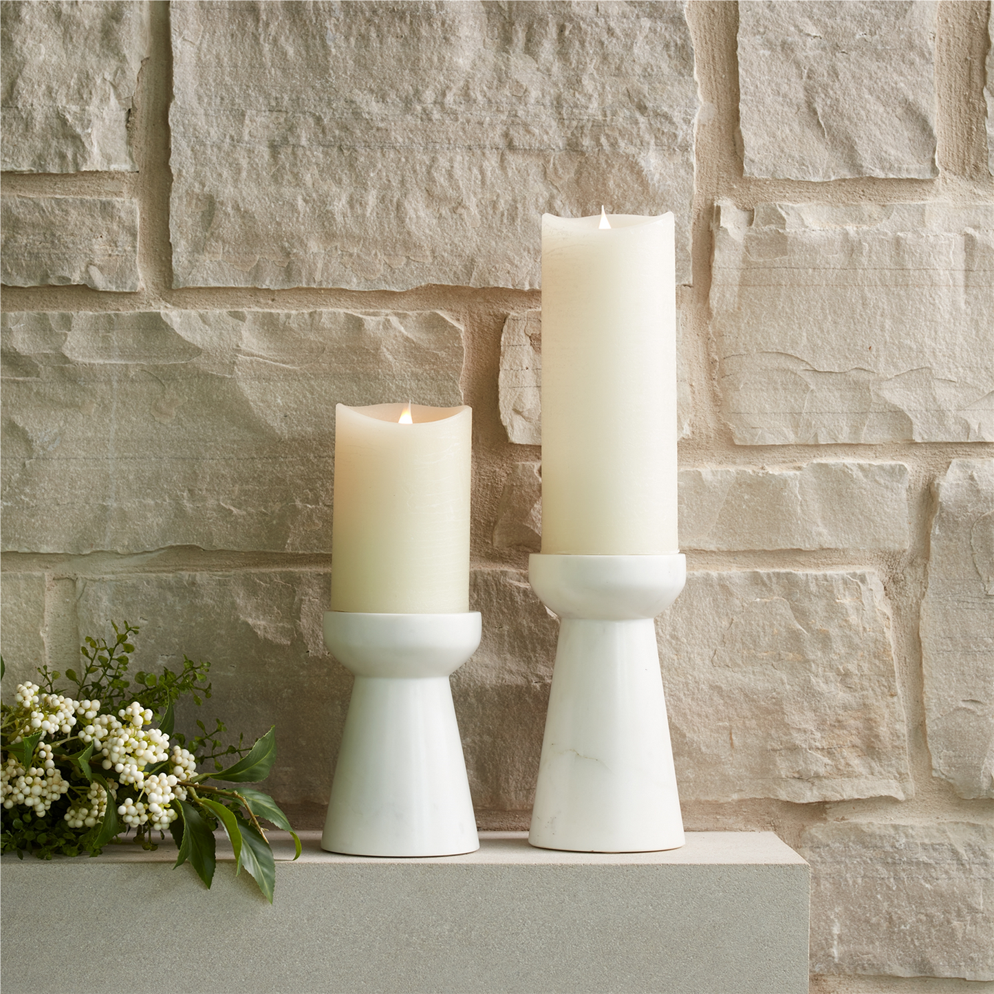 Modern Marble Candle Holder (Set of 2)