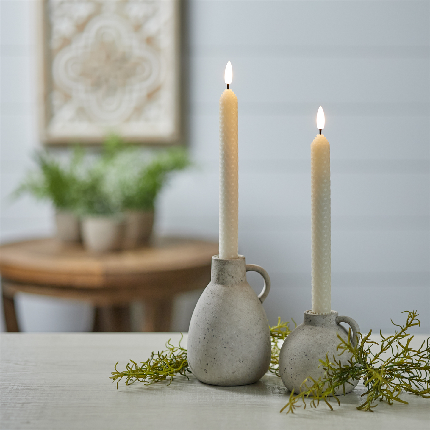 FIA Wick Beige Textured Taper Candle (Set of 2)