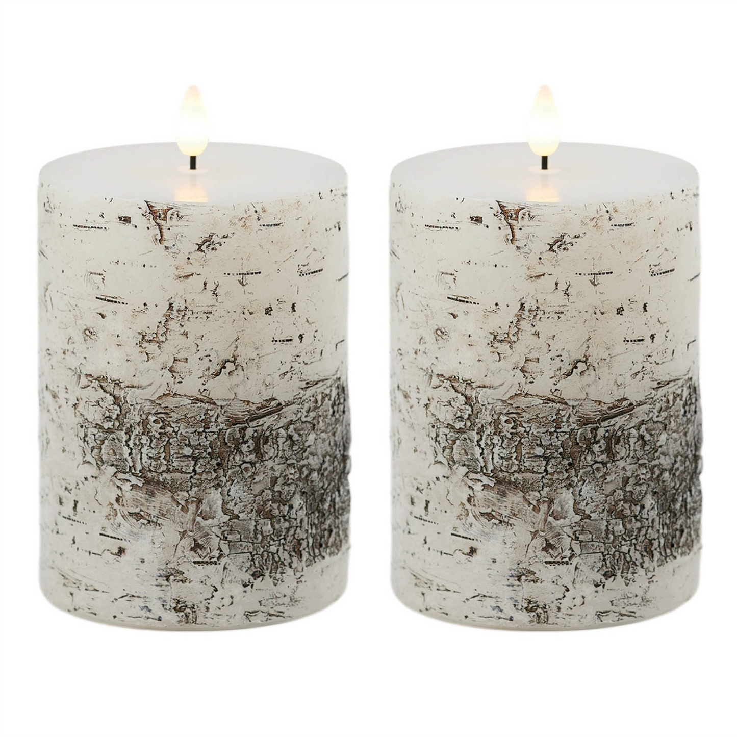 FIA Wick Birch Design Pillar Candle (Set of 2)
