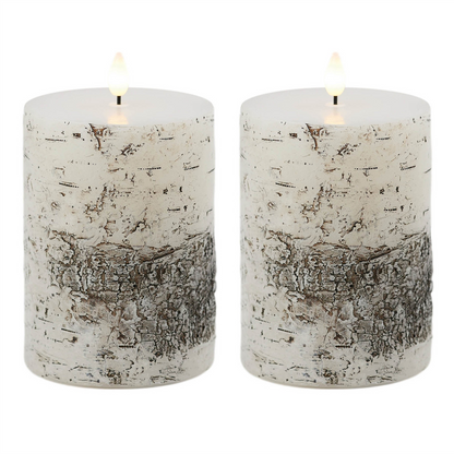 FIA Wick Birch Design Pillar Candle (Set of 2)