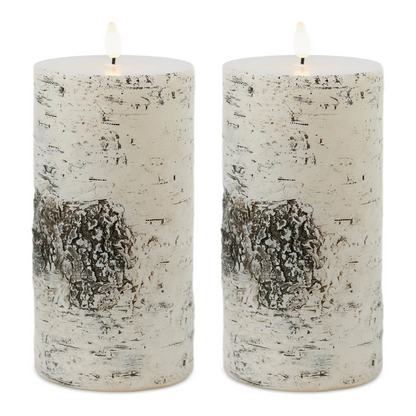 FIA Wick Birch Design Pillar Candle (Set of 2)