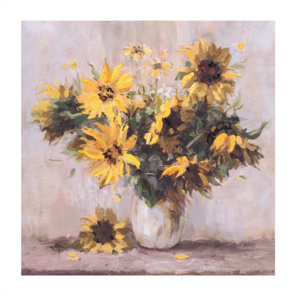 Sunflower Vase Canvas Wall Art 32"L (Set of 2)