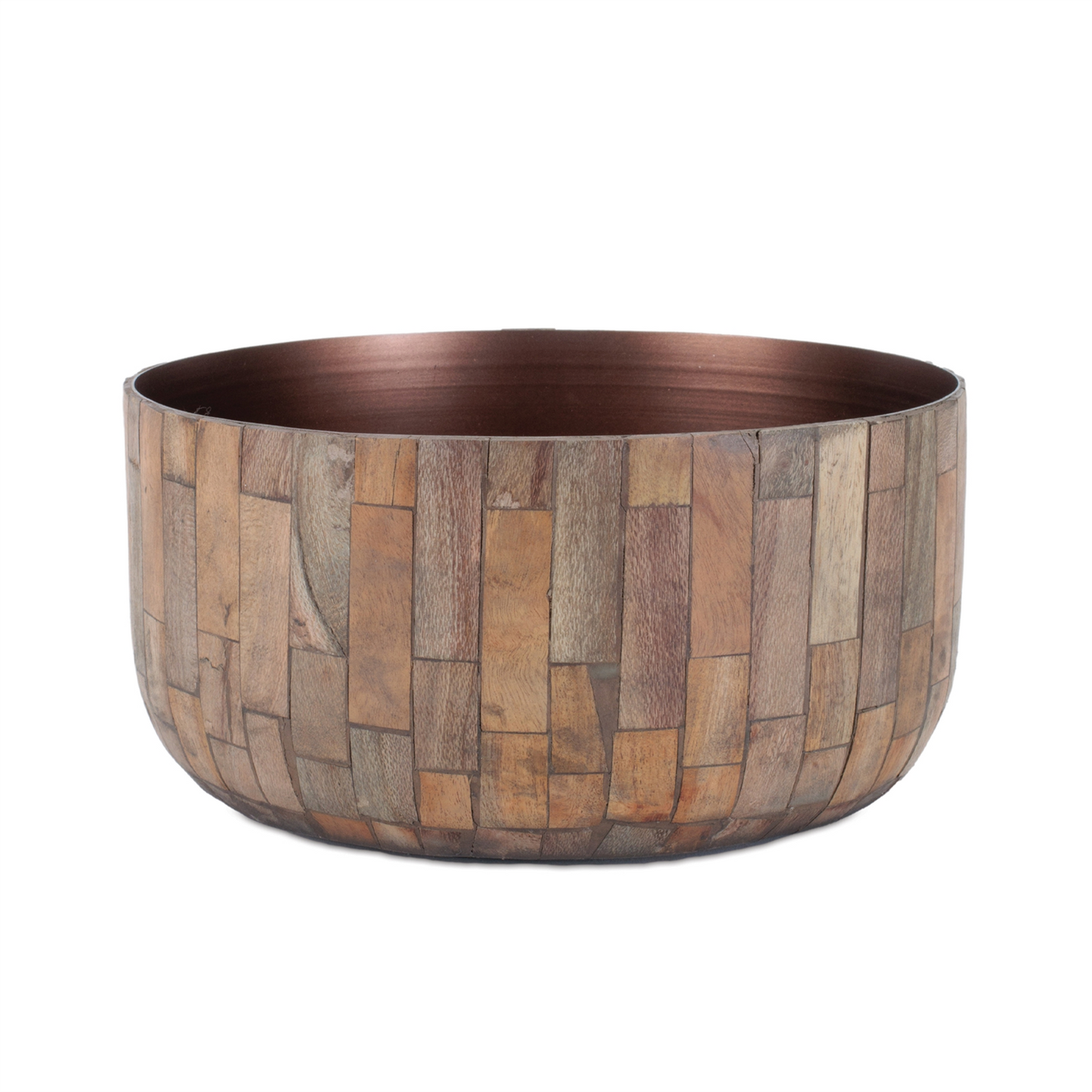 Round Wooden Bowl Planter (Set of 2)