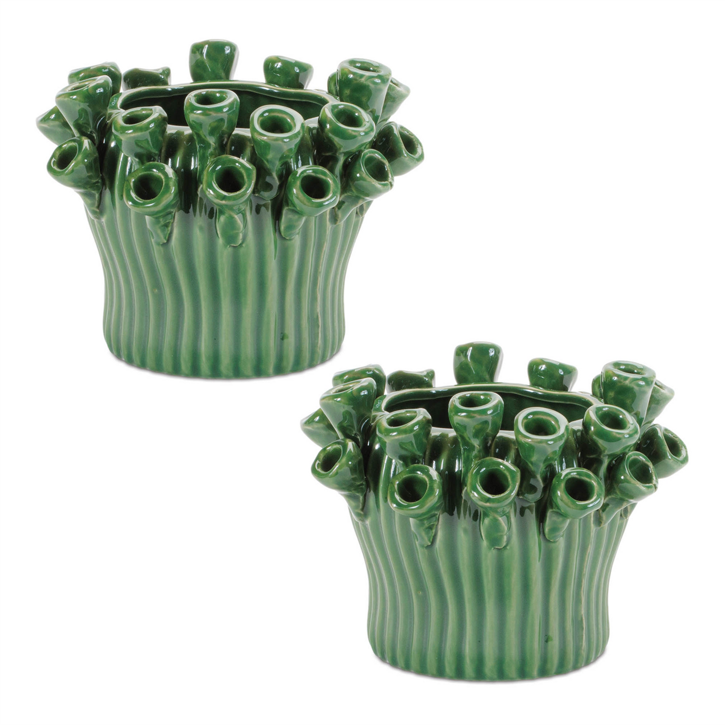 Storeware Bud Vase with Floral Accent (Set of 2)