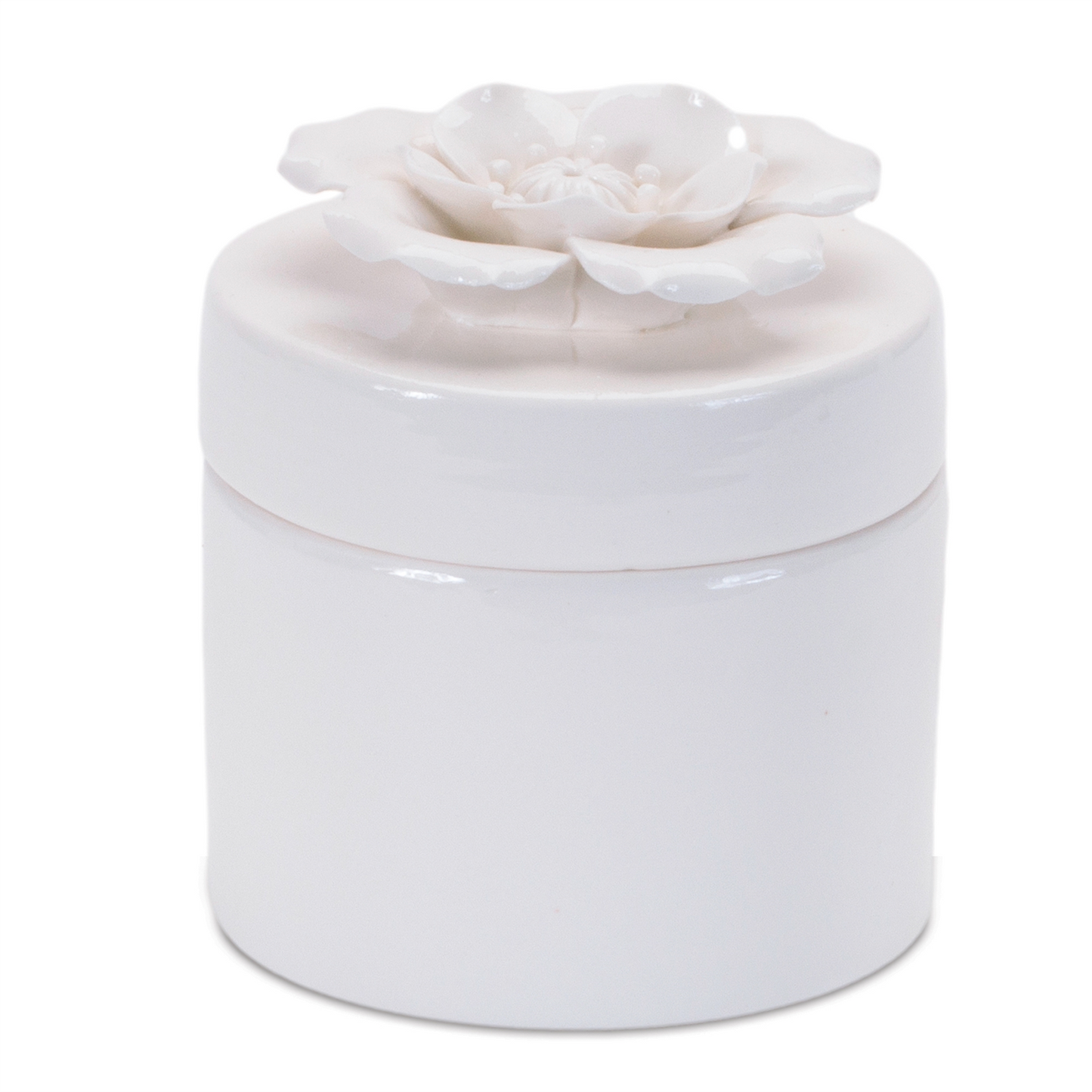 Stoneware Box with Floral Lid Accent (Set of 3)