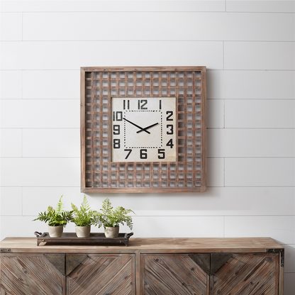 Lattice Wood Wall Clock 29.5"SQ