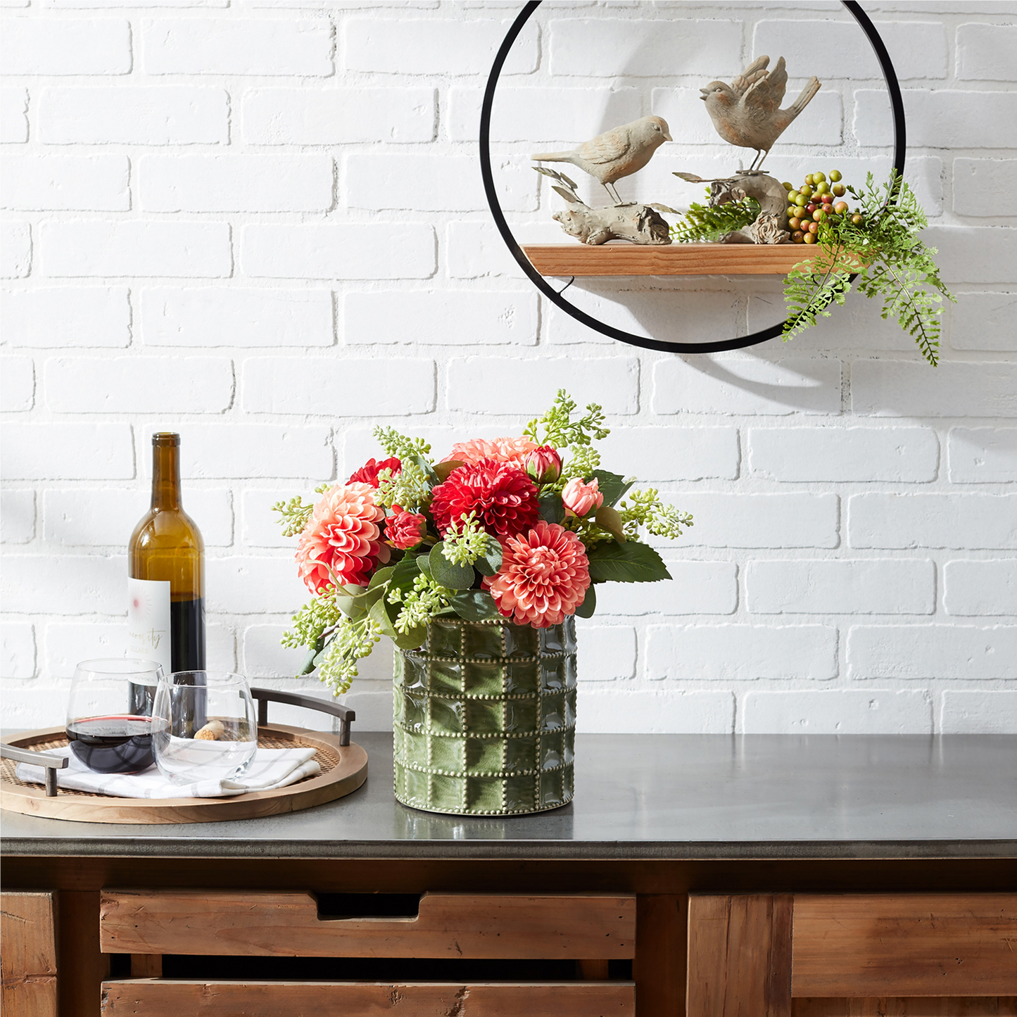 Sage Green Terra Cotta Vase 6.75"H