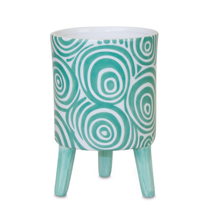 Blue Patterned Pot with Legs (Set of 2)