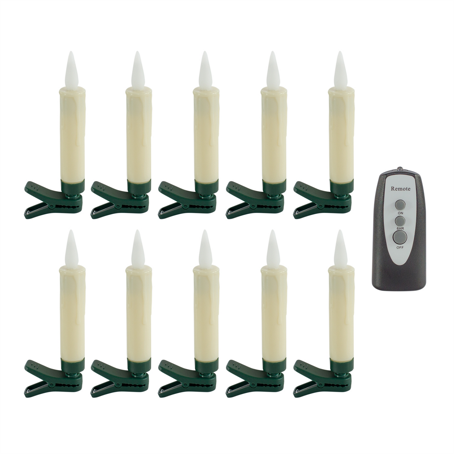 FIA Flame Candle Clip/Suction Cup/Holder (Set of 10) w/Remote 4”H Plastic 1 AAA Battery Not Included