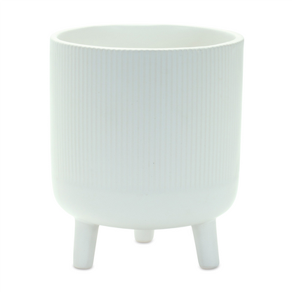Ribbed Stone Footed Planter (Set of 2)