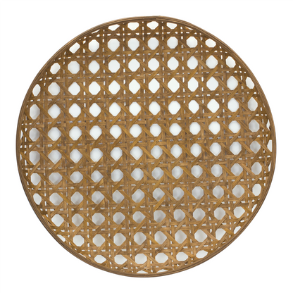 Large Round Bamboo Wooden Tray 26"D