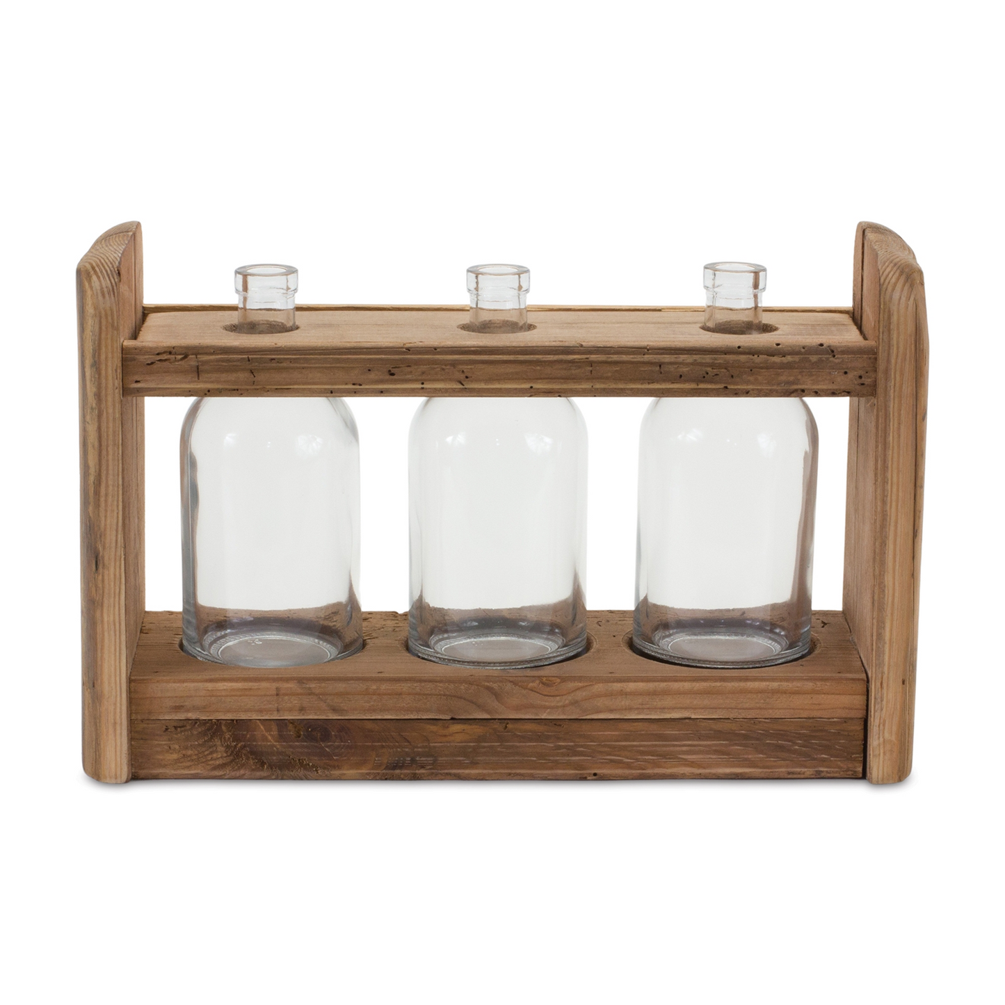 Bottle Vases in Wood Stand 15"L