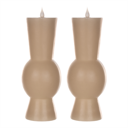 Simplux LED Designer Candle w/4 and 8 Hr Timer (Set of 2) 3.5" x 9.25"H Wax/Plastic (Requires 2 AA B