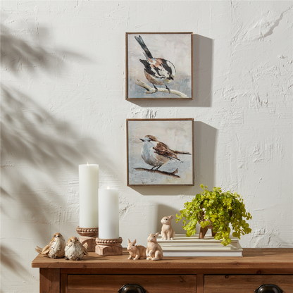 Framed Bird Canvas Block (Set of 2)