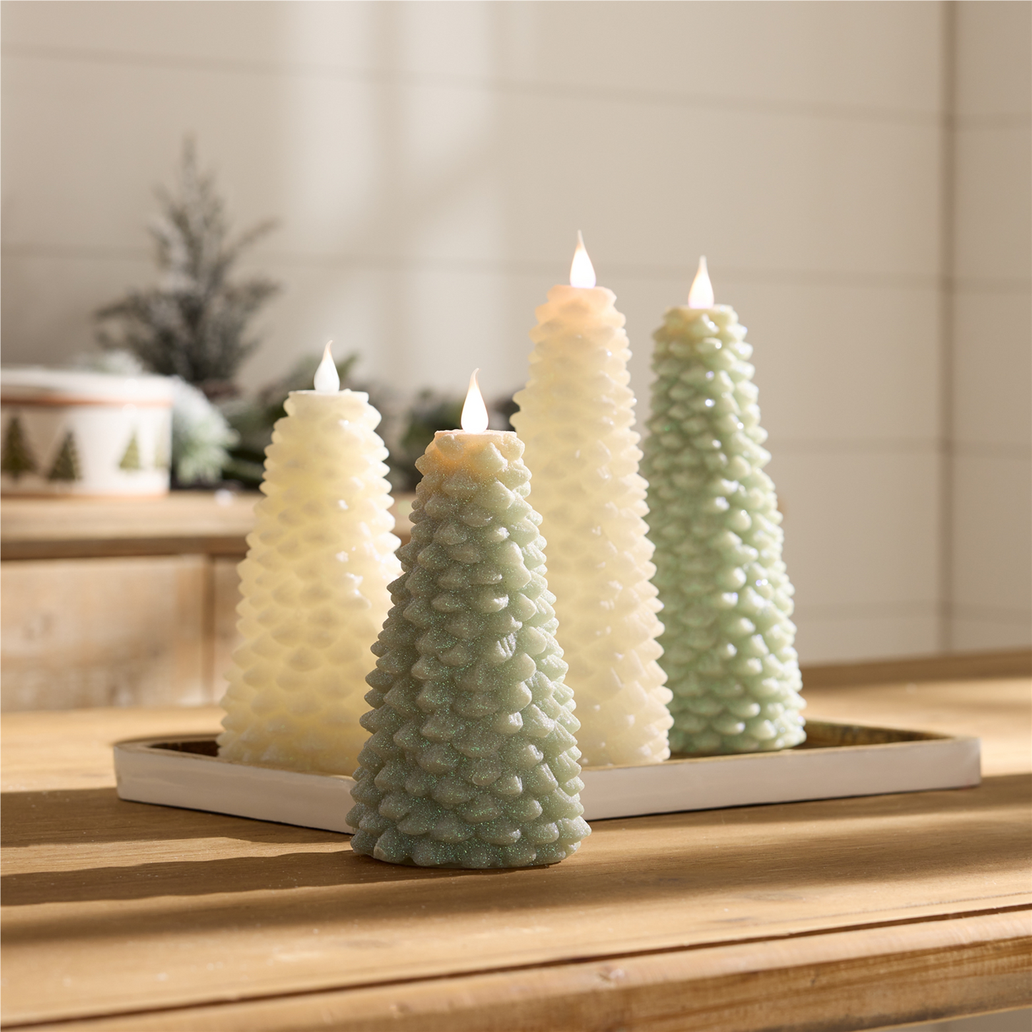 Tree Candle 8”H Wax 2 AA Batteries, Not Included