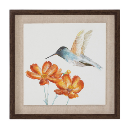 Framed Hummingbird Floral Print (Set of 2)