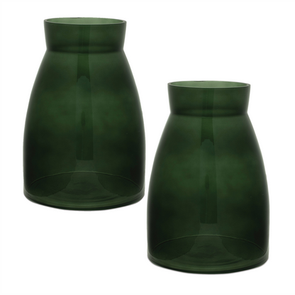 Green Glass Vase (Set of 2)