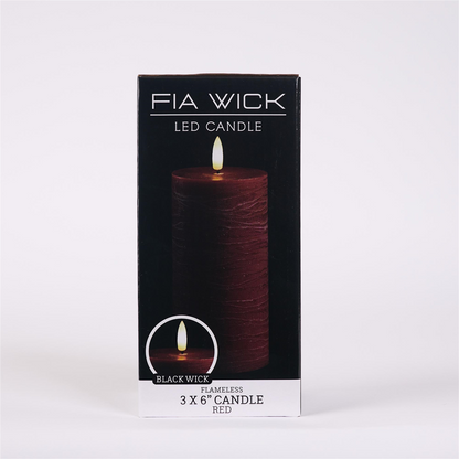 FIA Wick Red Pillar Candle (Set of 2)