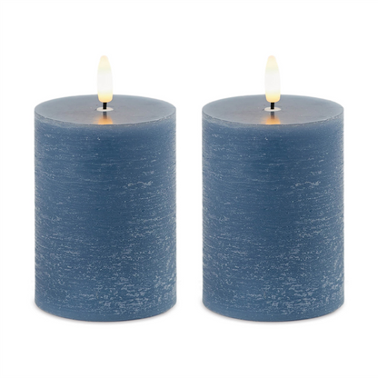 FIA Wick Blue Pillar Candle (Set of 2)