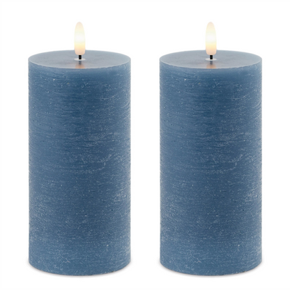 FIA Wick Blue Pillar Candle (Set of 2)