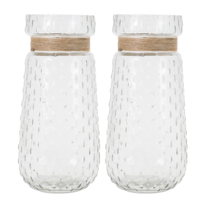 Texture Glass Vase with Jute Accent (Set of 2)