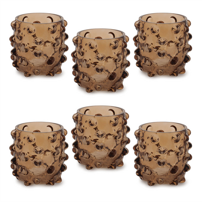 Candle Holder (Set of 6) 4.5"D x 4.75"H Glass