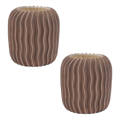 Wavy Ribbed Ceramic Vase (Set of 2)