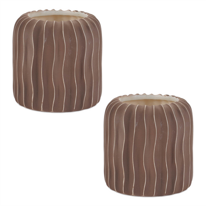 Wavy Ribbed Ceramic Vase (Set of 2)