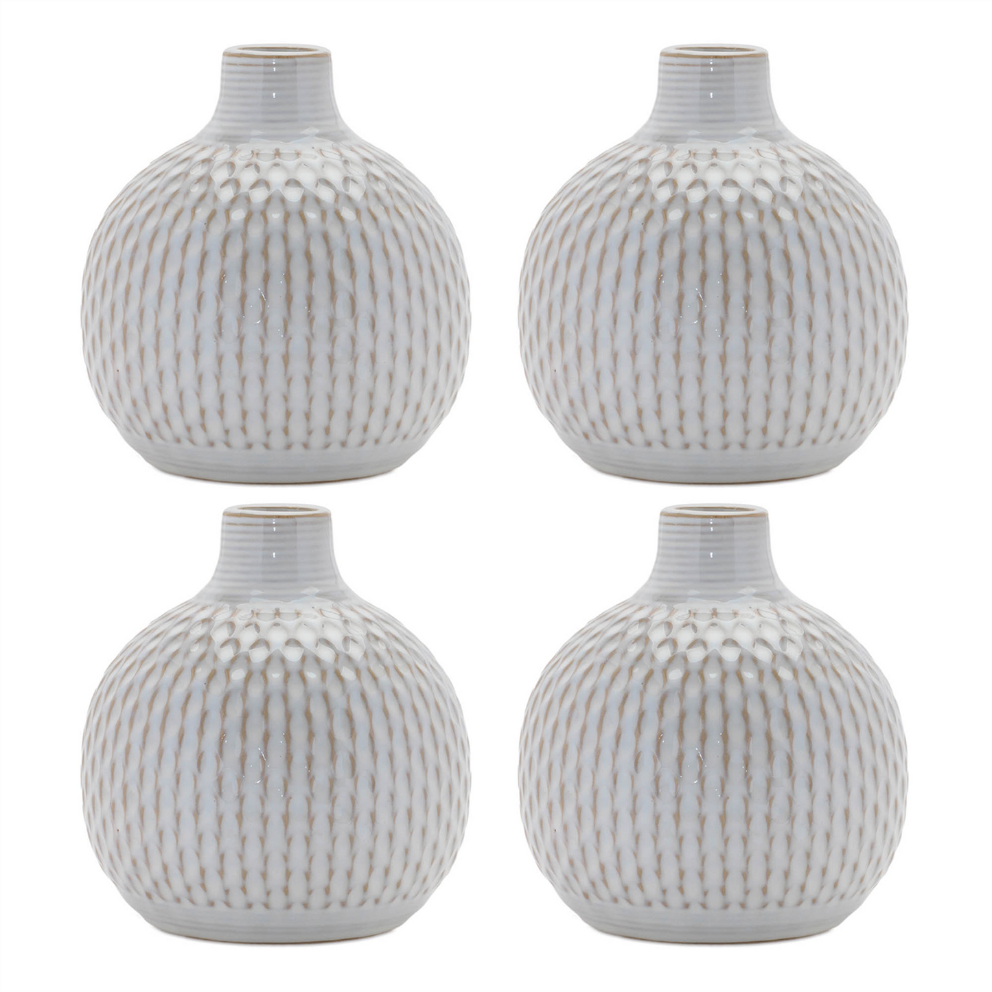 Notched Ceramic Bottle Vase (Set of 4)