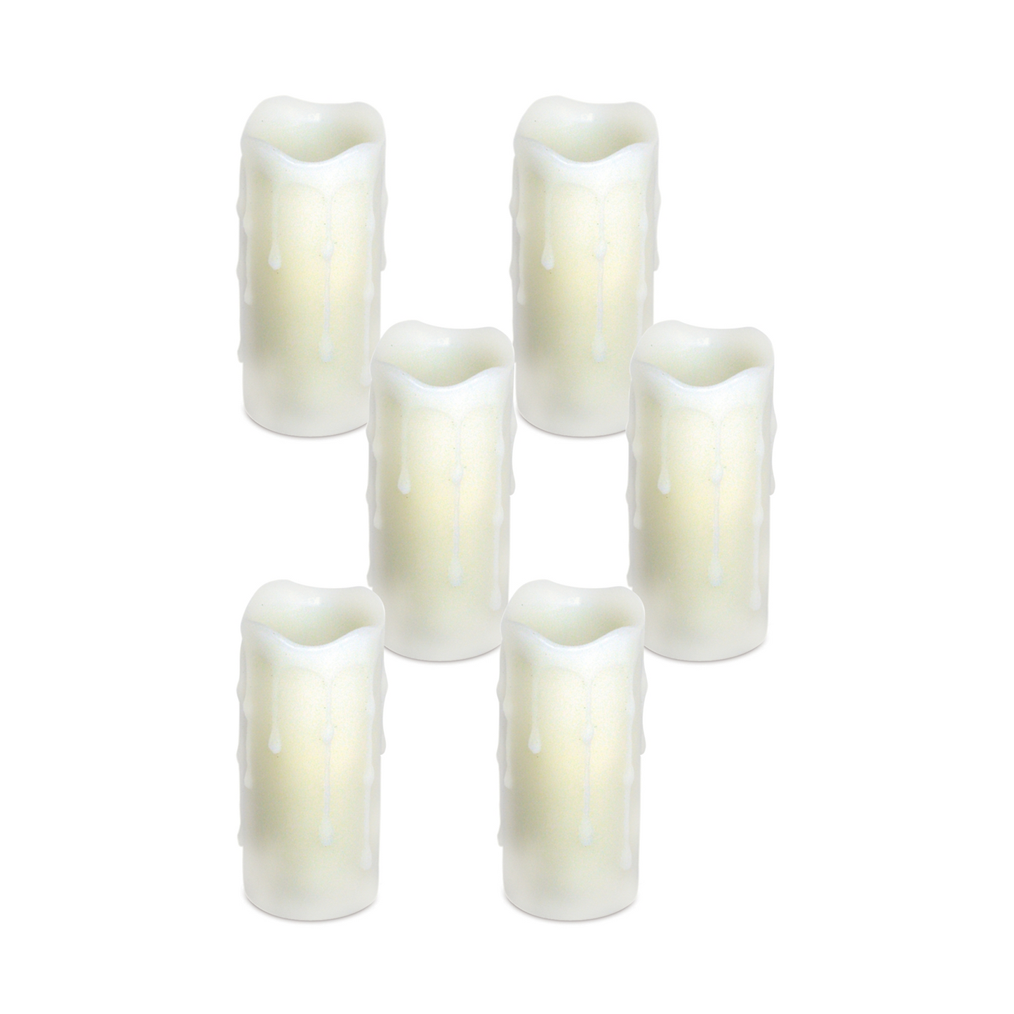 LED Wax Dripping Pillar Candle (Set of 6) 1.75"Dx4"H Wax/Plastic - 2 AA Batteries Not Incld.