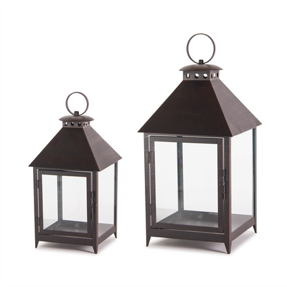 Footed Iron Metal Lantern (Set of 2)