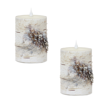 Simplux LED Birch Candle 3.5"D x 5"H (Set of 2) with Remote