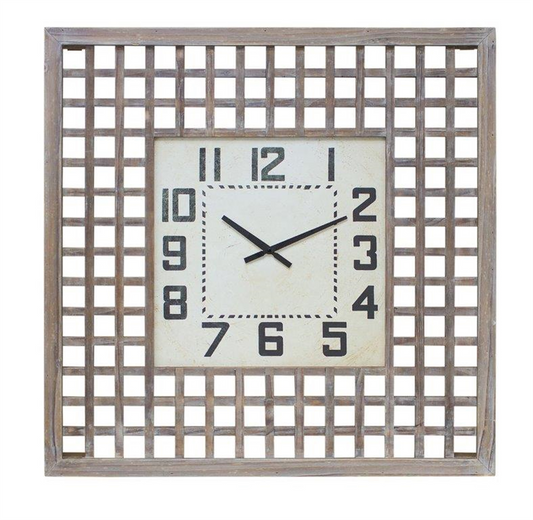 Lattice Wood Wall Clock 29.5"SQ
