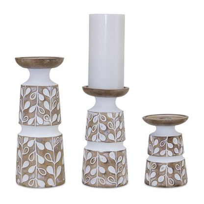 Candle Holder (Set of 3) 5.5"H, 8"H, 10.25"H Resin