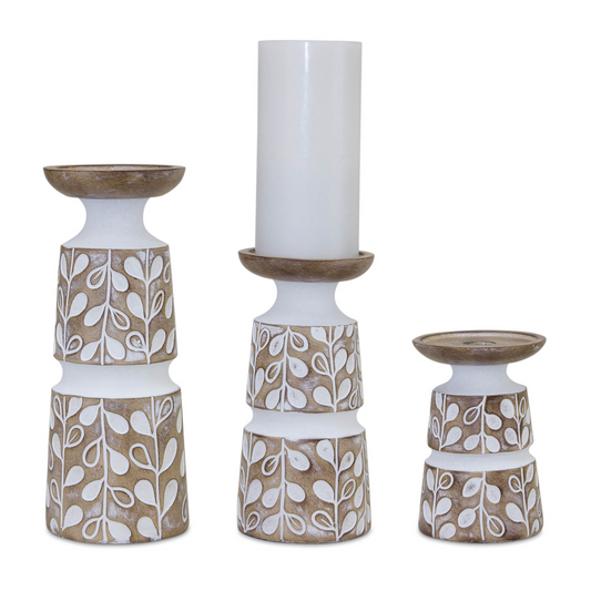 Candle Holder (Set of 3) 5.5"H, 8"H, 10.25"H Resin