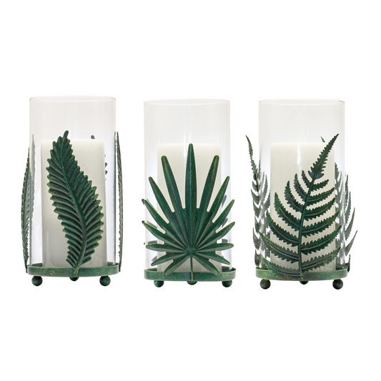 Candle Holder (Set of 6) 8.25”H Metal/Glass
