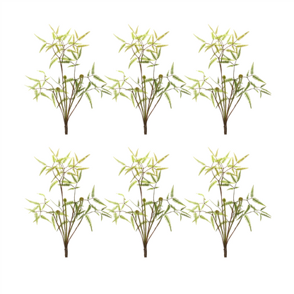 Mini Fern Foliage Bush with Sprout Accent (Set of 6)