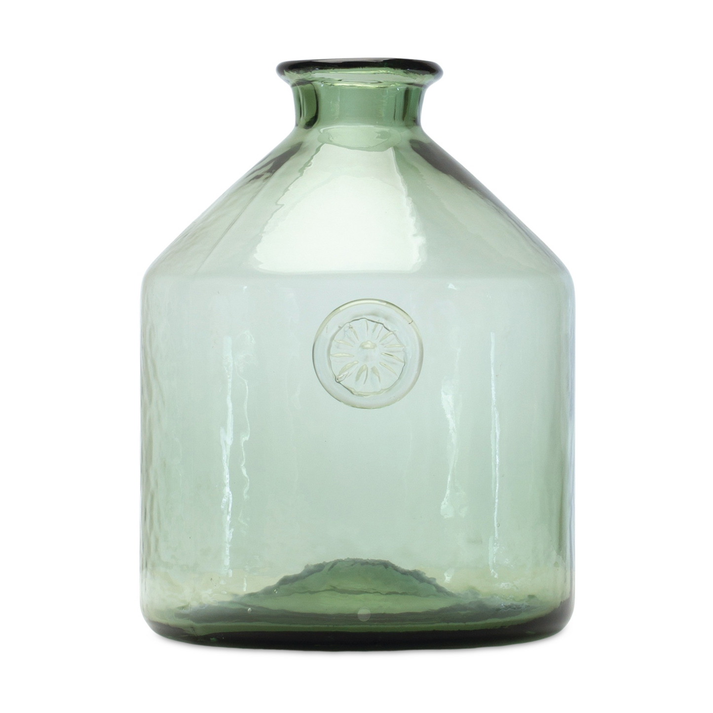 Sage Glass Bottle Neck Vase 9"H