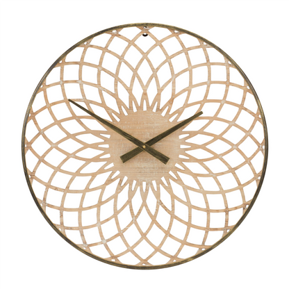 Round Lattice Wood Wall Clock 23.75"D