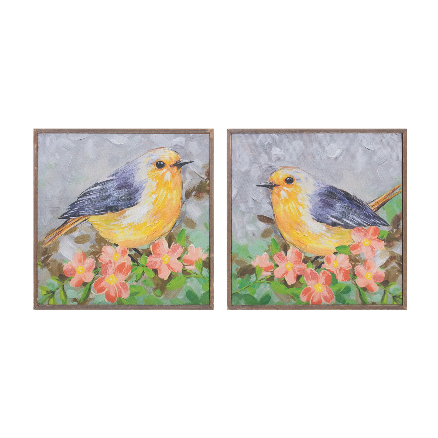 Bird Block (Set of 4) 10”SQ Wood/Canvas