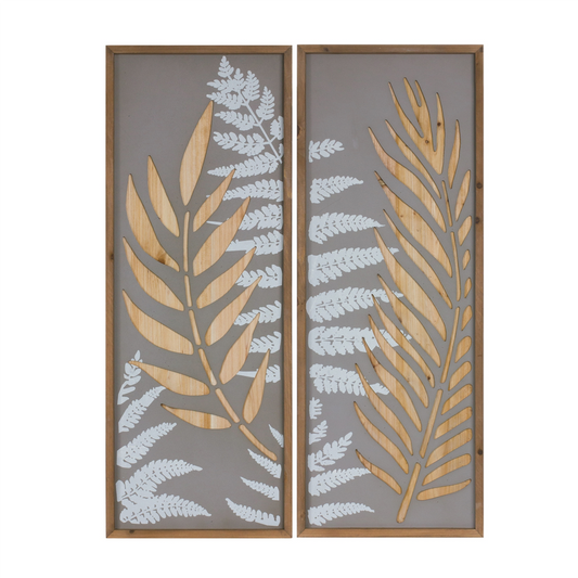 Wood Framed Fern Panel Wall Art (Set of 2)